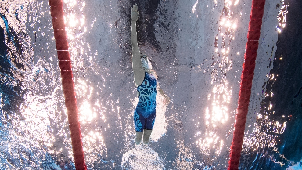 Jessica Long, durante una de las seis pruebas que ha nadado en Tokio.