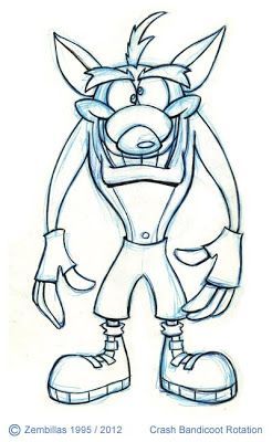 Crash Bandicoot, boceto de Charles Zembillas