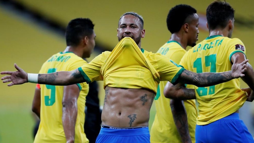Neymar Jr celebrando el segundo gol del encuentro.