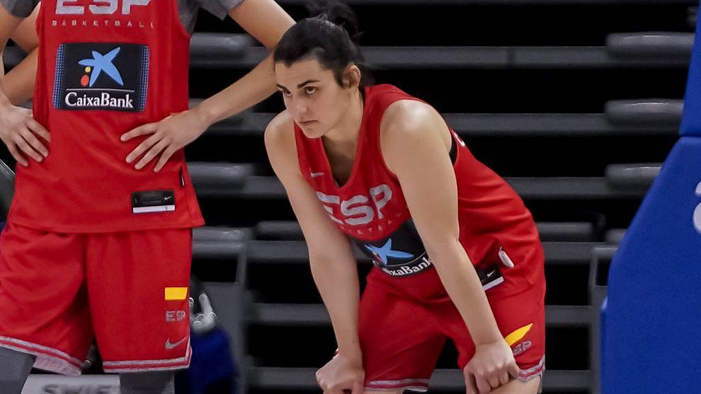 Leticia Romero durante la concentración del pasado Eurobasket