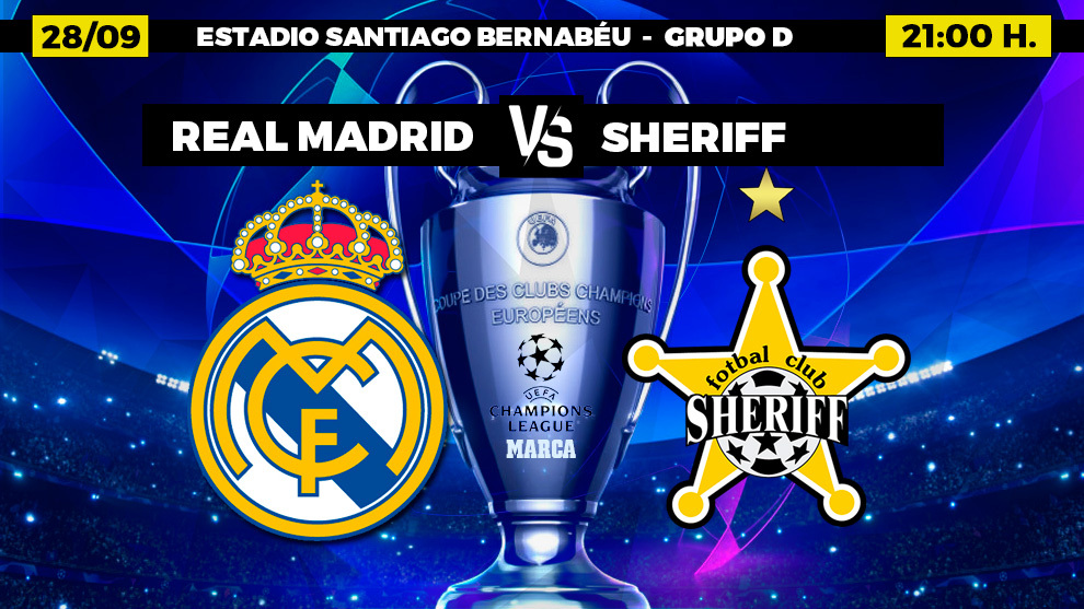 Real Madrid Sheriff Champions - TV Horario Donde ver - Partidos Futbol hoy Liga Campeones