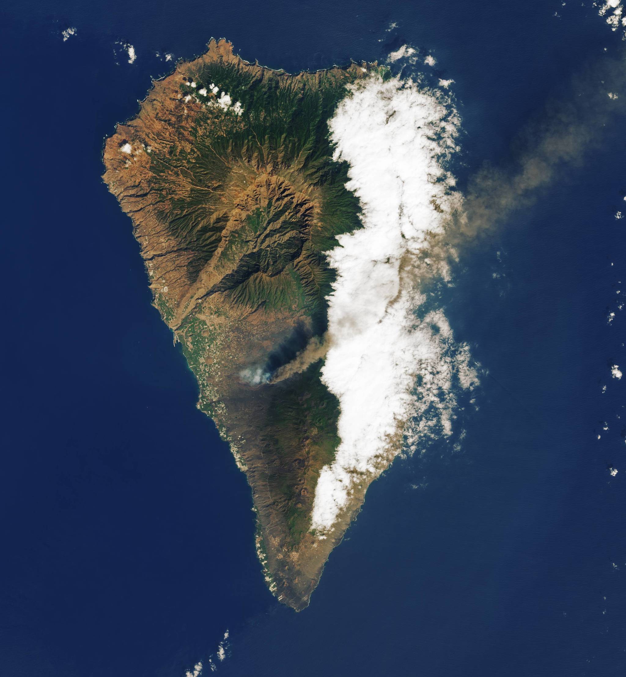 La isla de La Palma visto desde el espacio