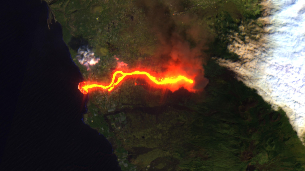 La erupcin del volcn de La Palma visto desde el satlite Sentinel-2 del programa Copernicus EU
