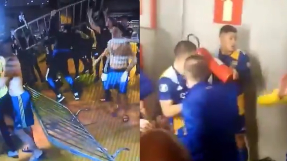 Incidentes en el partido de vuelta entre Boca y Atlético Mineiro.