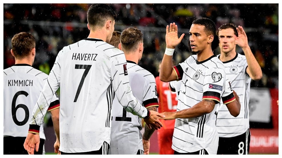 Los jugadores de Alemania celebran el gol de Havertz.