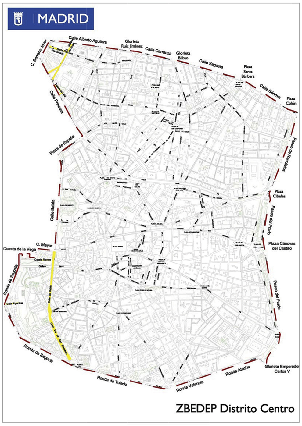 Madrid 360 - Madrid Central - mapa - ZBEDEP - zona de bajas emisiones - Distrito Centro  - Plaza Eliptica