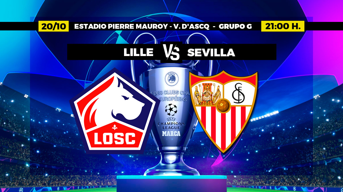 Lille Sevilla Champions hoy - Donde ver TV Horario Canal - Partidos Futbol hoy