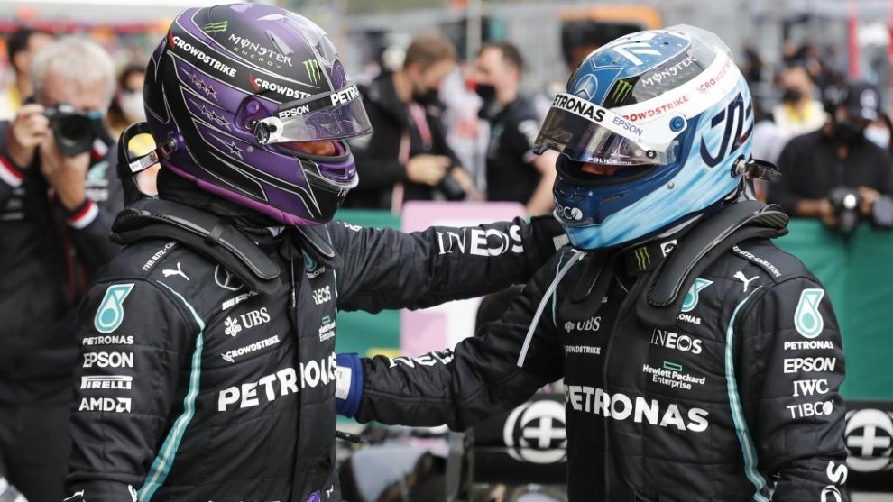 Hamilton y Bottas, durante el pasado Gran Premio de Turquía.