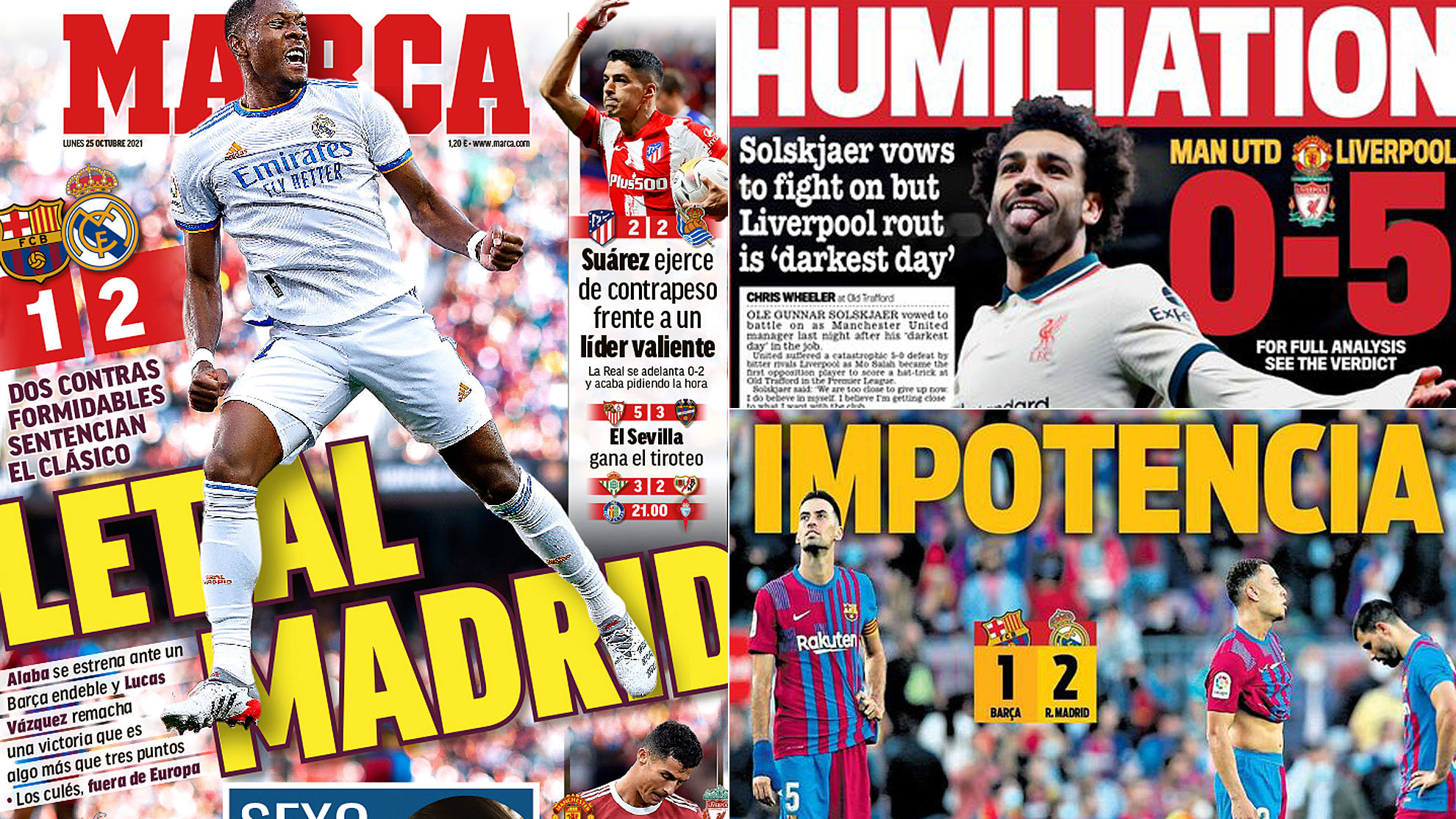 Las portadas: 'Letal Madrid' y duras críticas al Manchester United