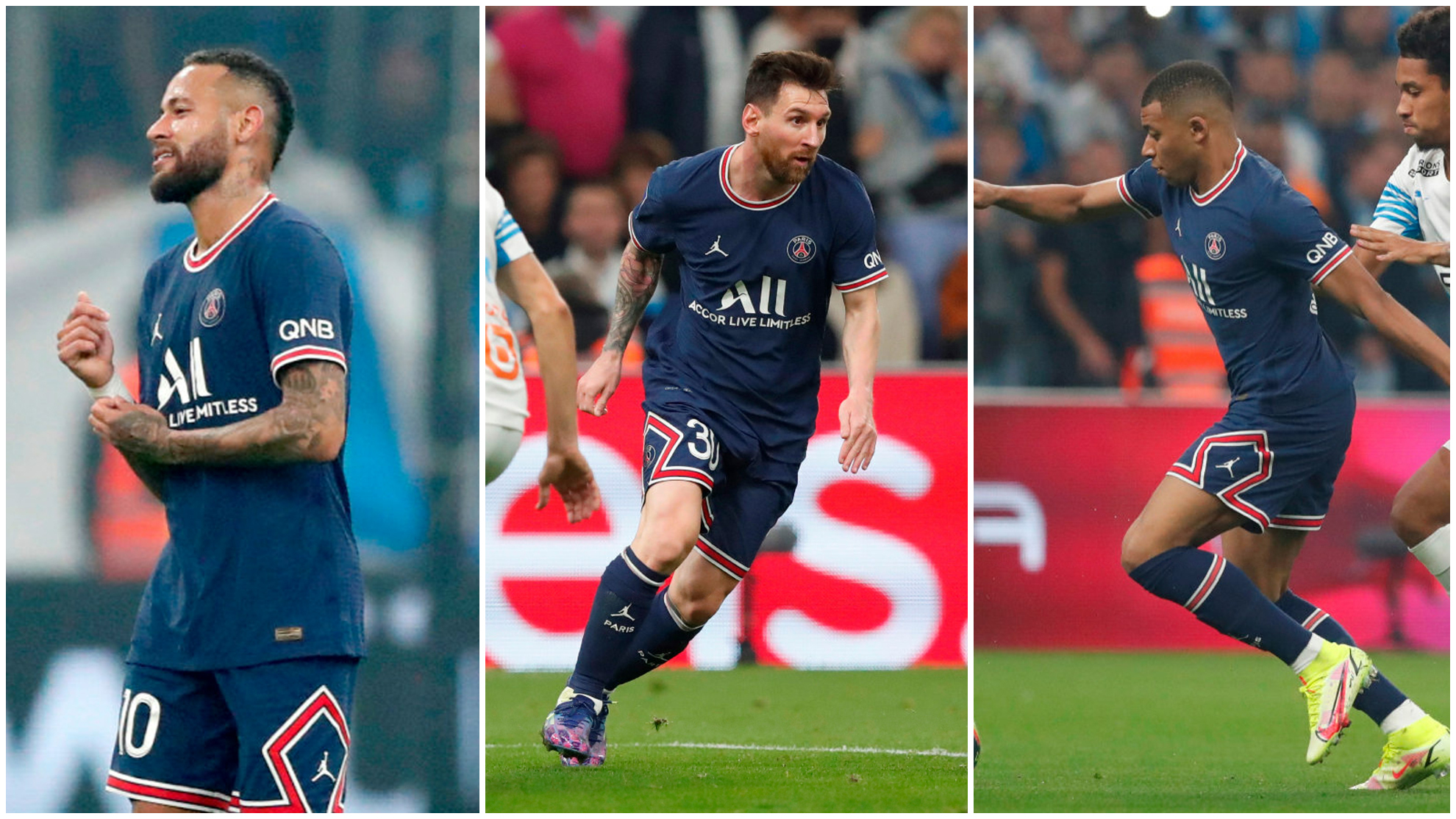 Neymar, Messi y Mbappé, las tres estrellas del PSG.