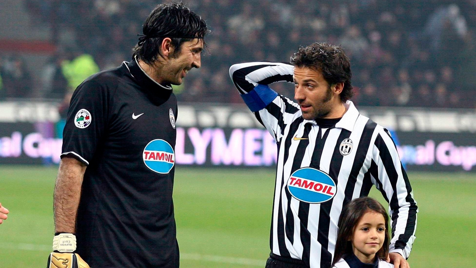 Buffon y Del Piero hablan antes de un partido con la Juventus.