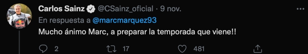 Mensaje de Carlos Sainz a Marc