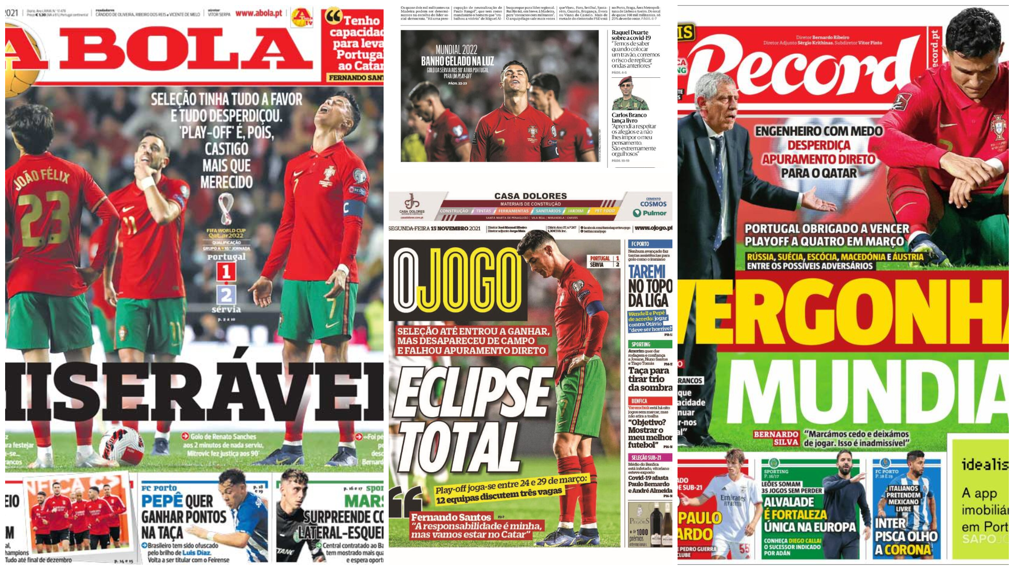 Portadas de la prensa portuguesa.