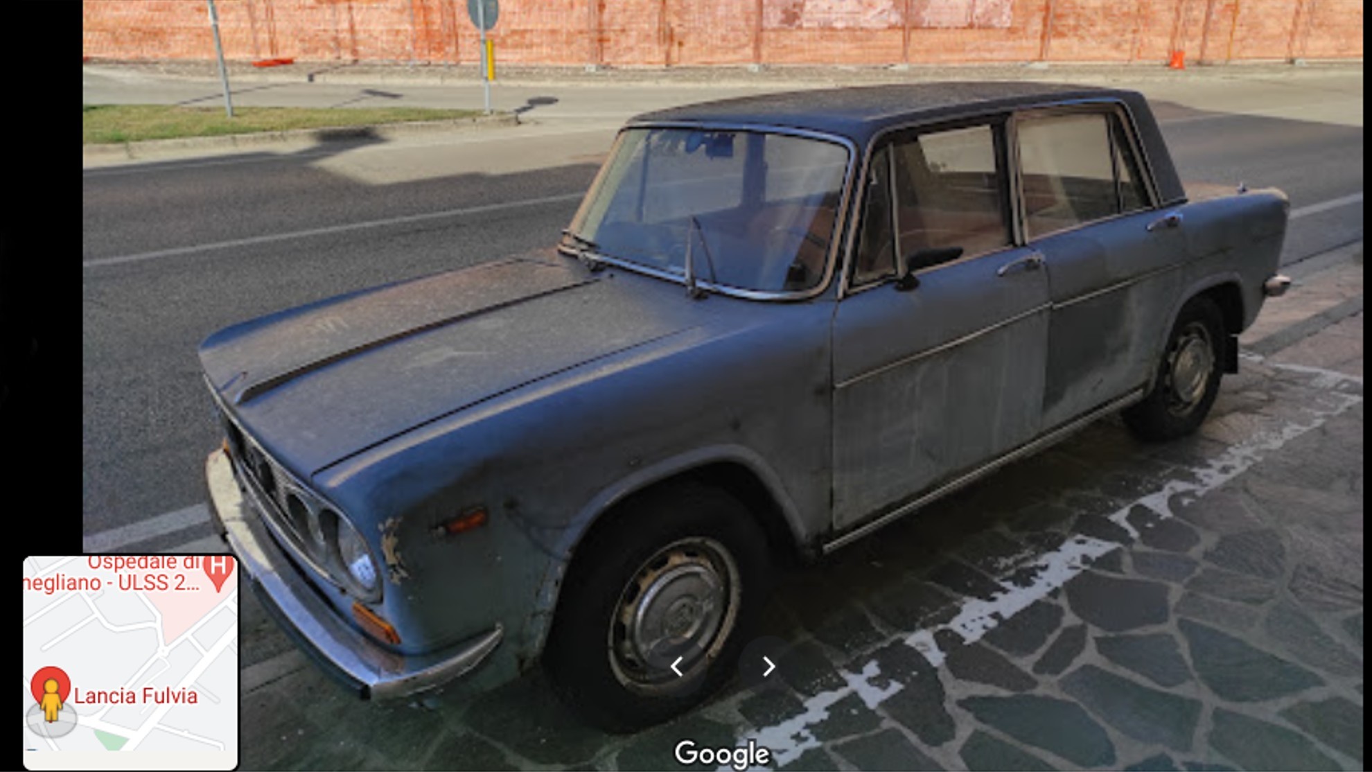 Lancia Fulvia - Conegliano - Google Maps - 47 años en el mismo sitio - Angelo Fregolent - restaurado