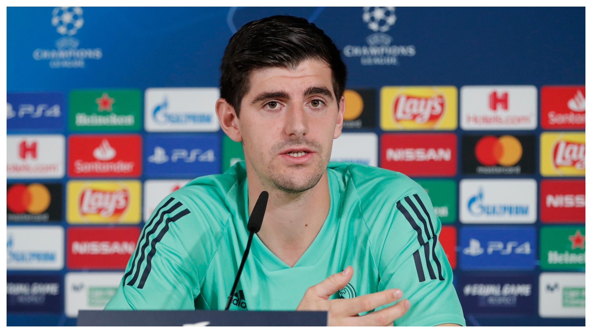 Courtois in a press conference