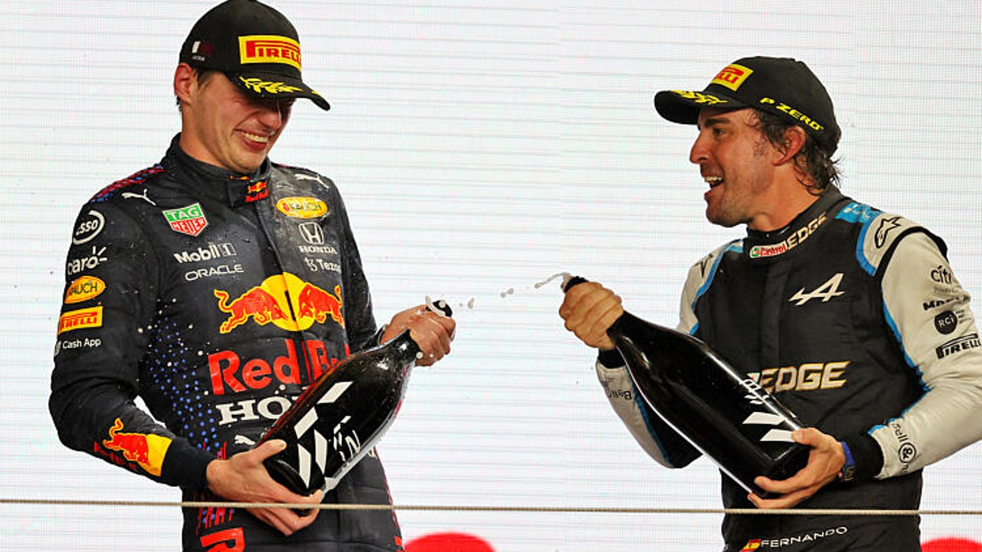 Alonso y Verstappen, en el podio del Gran Premio de Qatar.