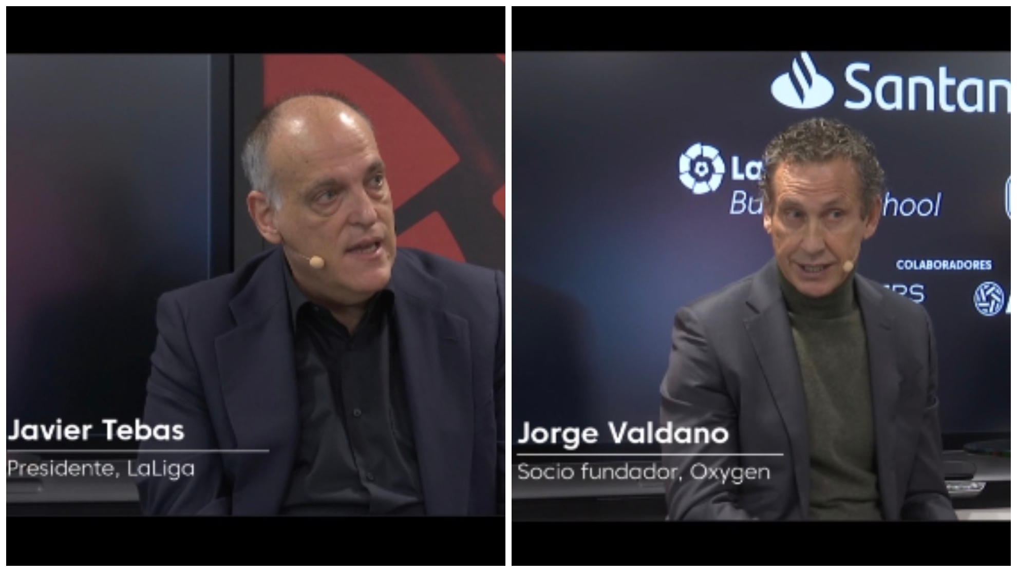Javier Tebas y Jorge Valdano en la presentación de 'Global Players Program'.