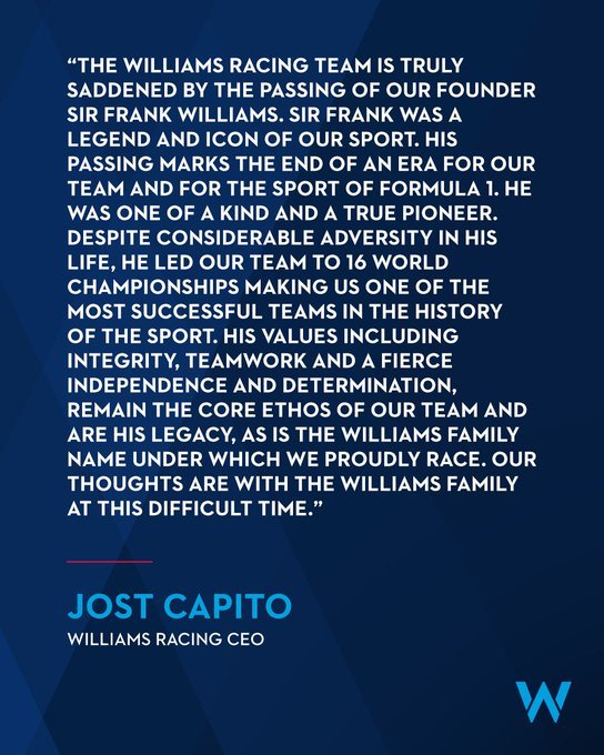 A statement from Williams Racing.