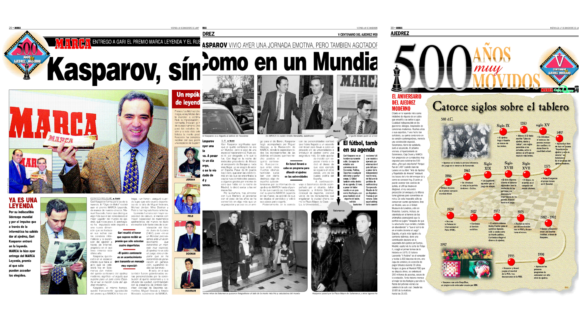 La visita de Kasparov a MARCA y Salamanca en 1997.