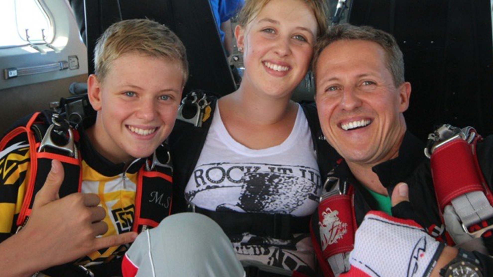 Michael Schumacher, con sus hijos Mick y Gina.