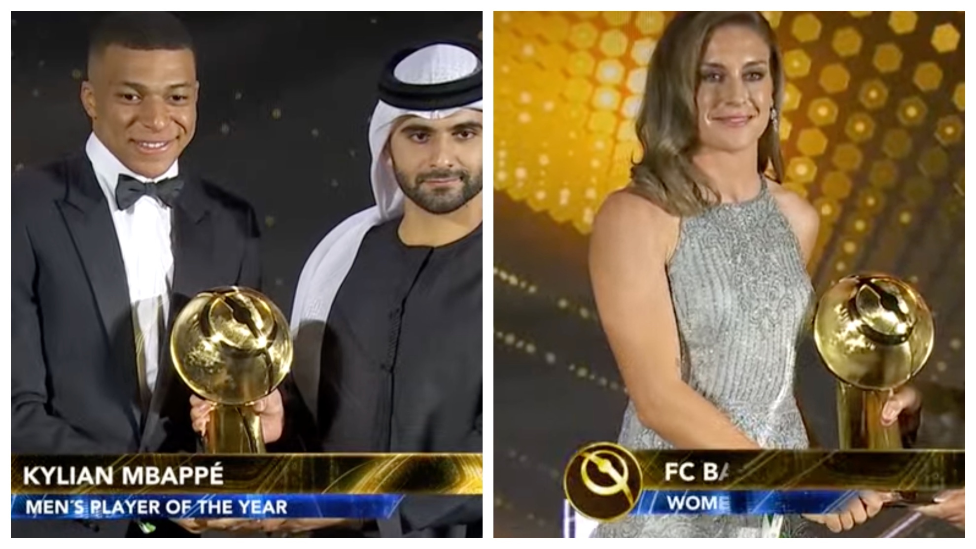 Mbappé y Alexia Putellas, ganadores en el 'Globe Soccer Awards'.