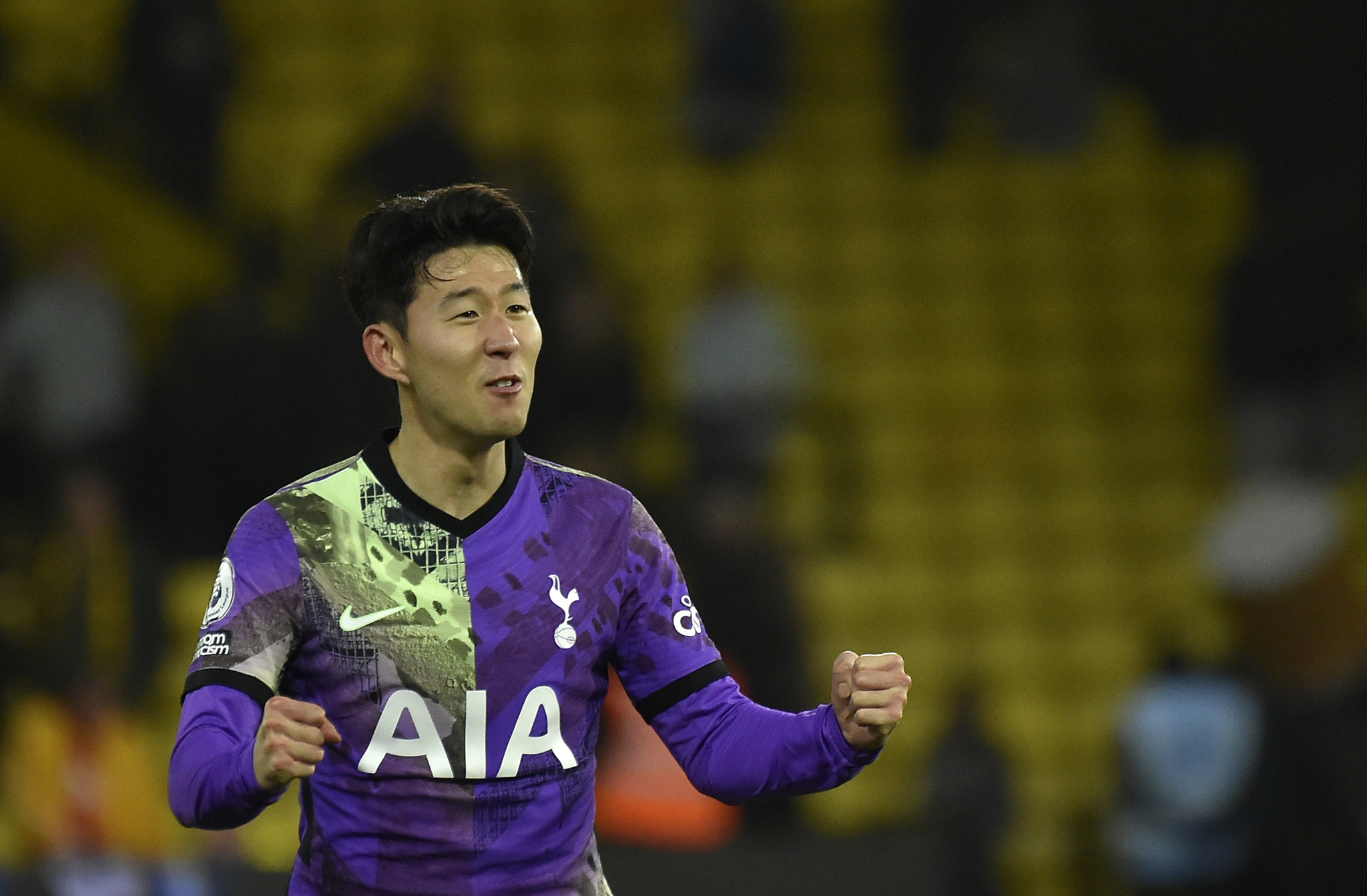 Son Heung-min celebrates Tottenham win over Watford