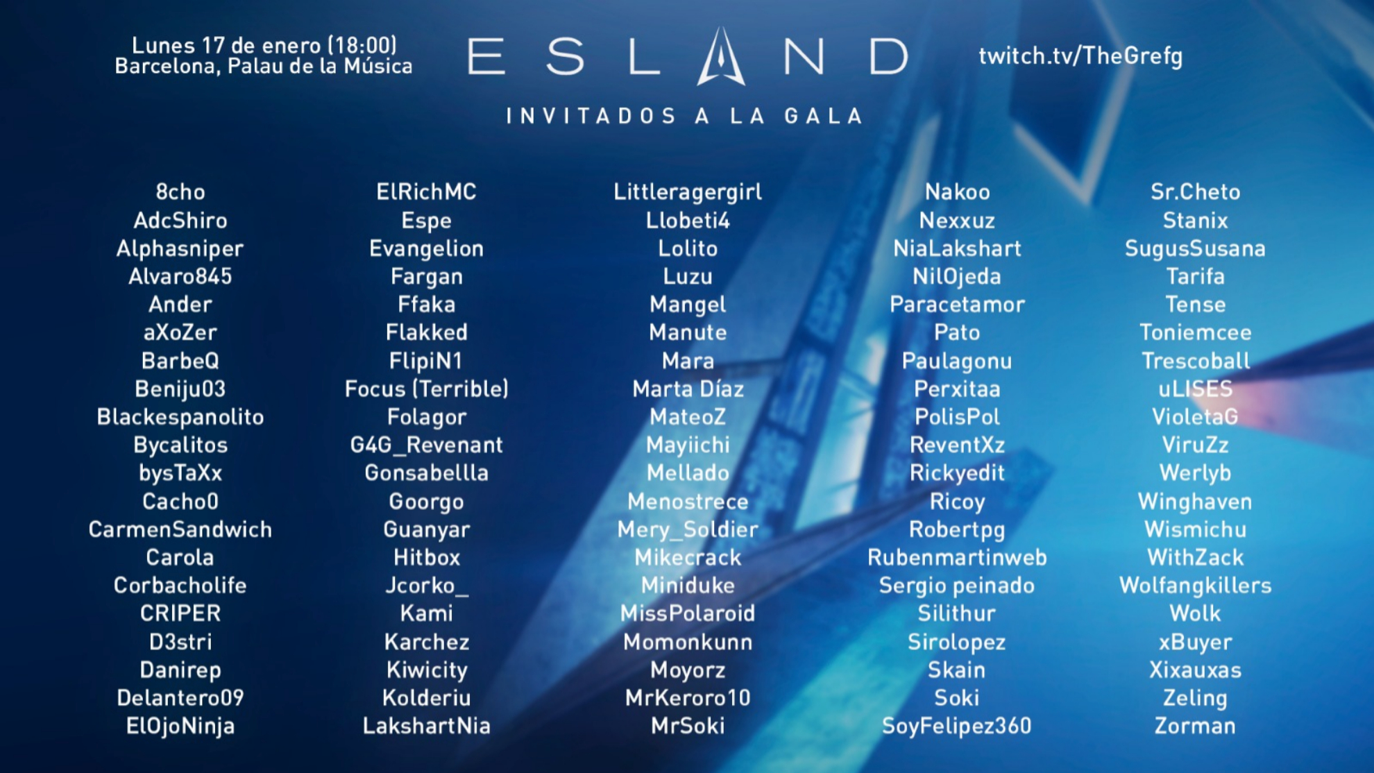 ESLAND Esta es la lista de invitados a ESLAND, la gala de premios a