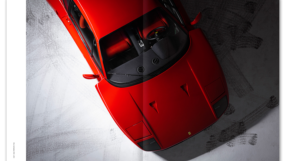 Un Ferrari F40, desde una vista cenital a través del objetivo de Degler.