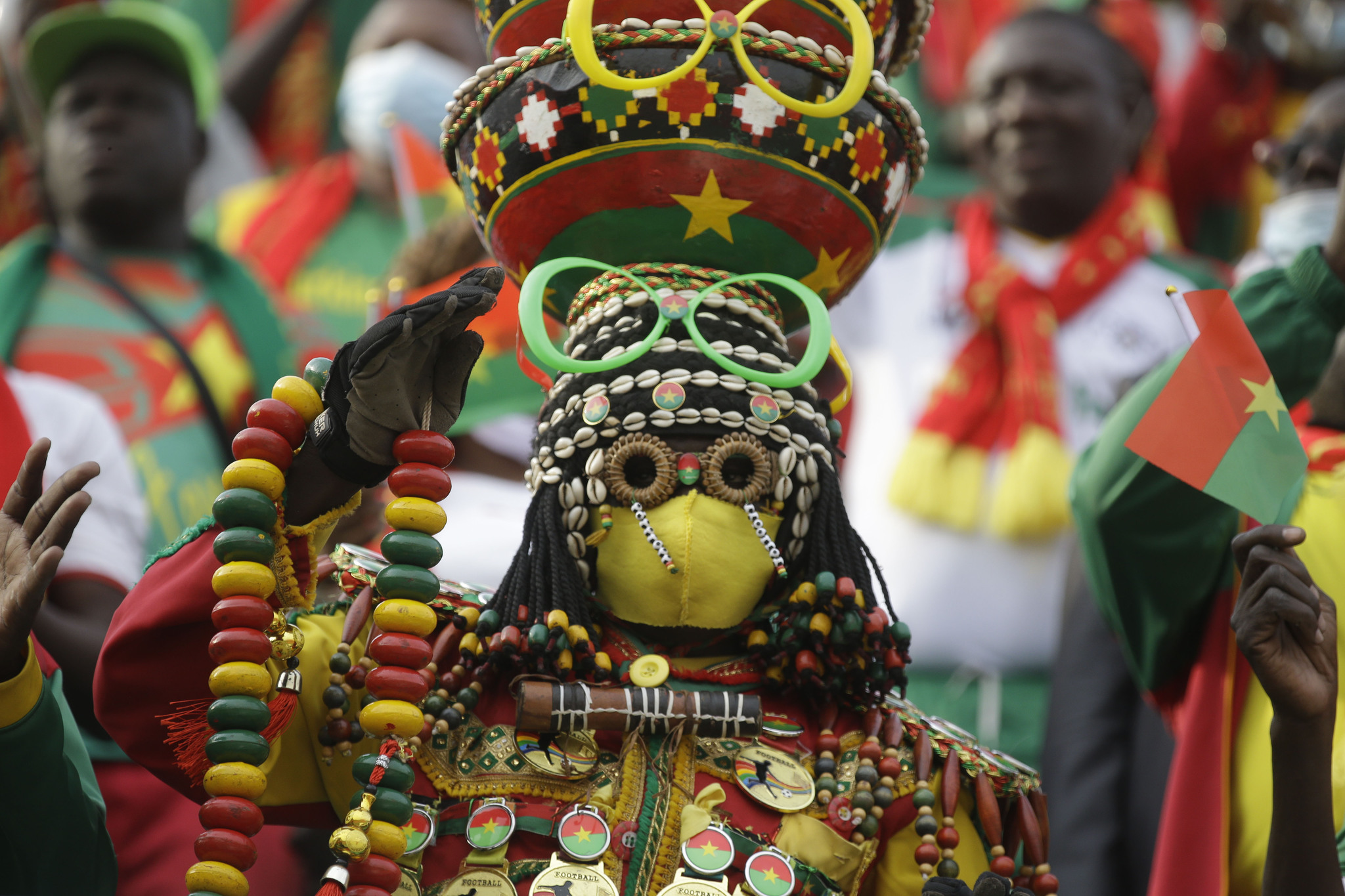 A Burkina Faso fan before the African Cup of Nations 2022.