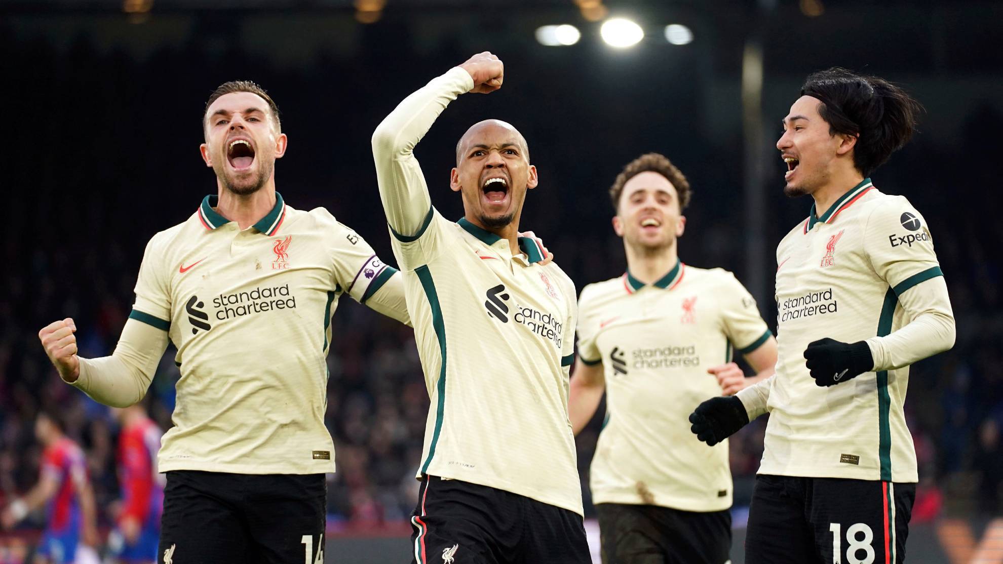 Liverpool's Fabinho celebrates scoring his side's third goal of the game Crystal Palace vs Liverpool.