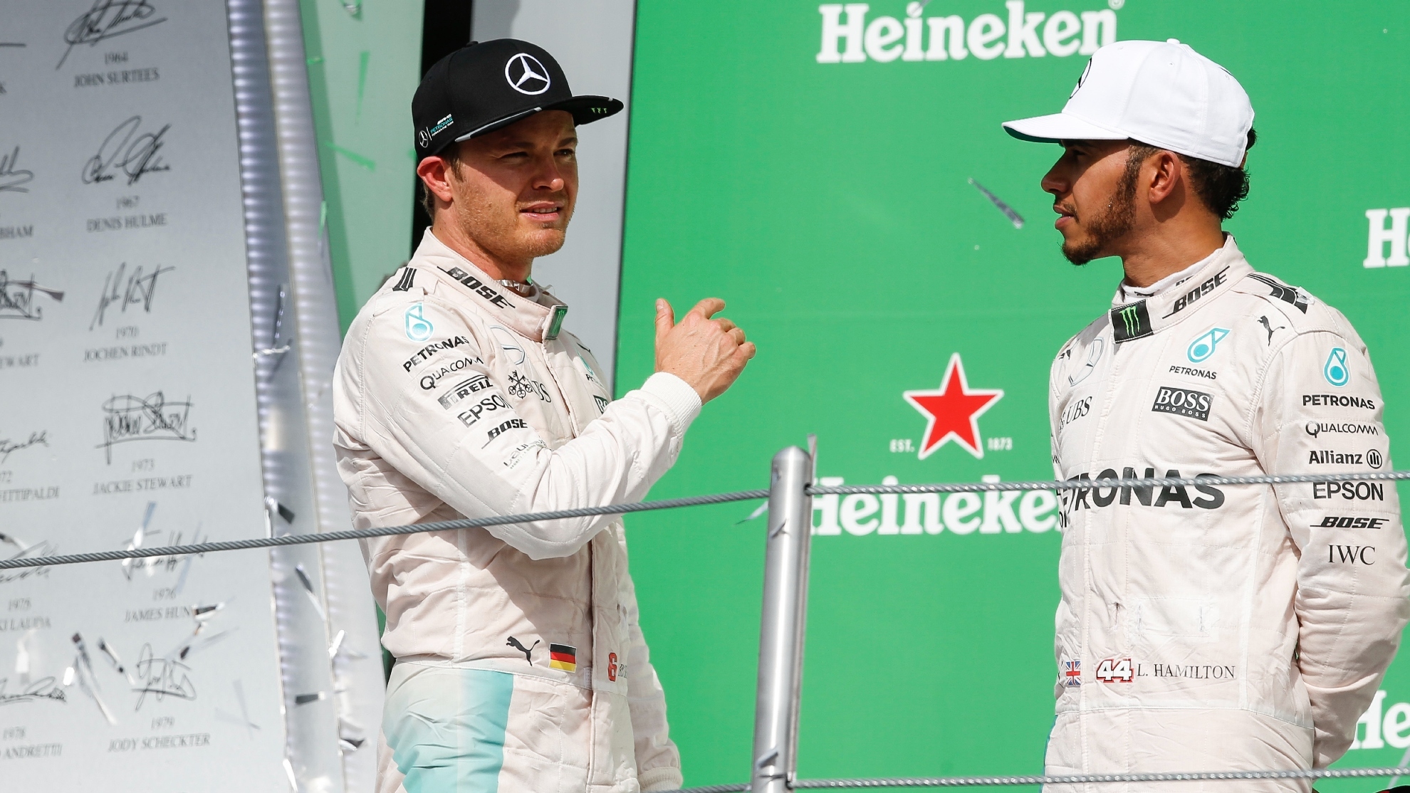 Rosberg y Hamilton, en 2016.