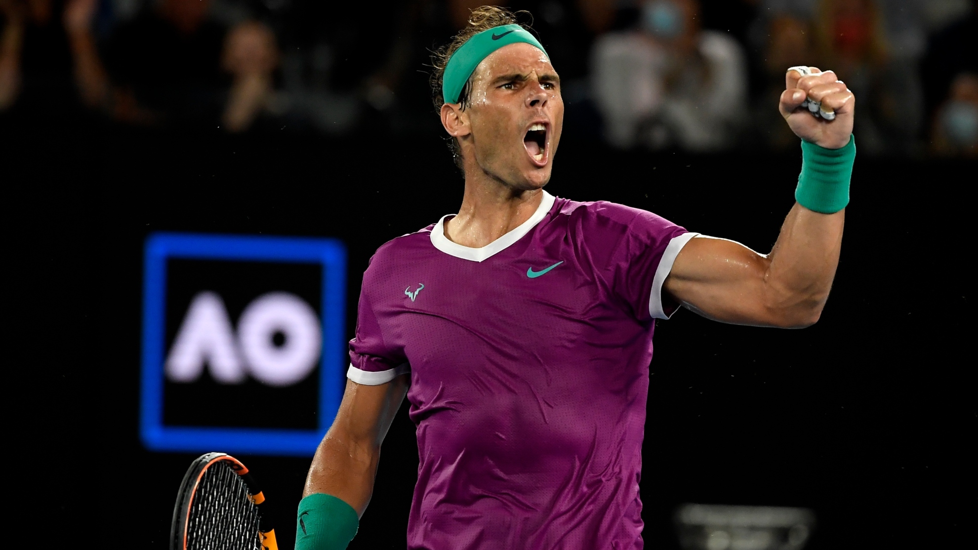 Rafael Nadal celebrates his Australian Open victory