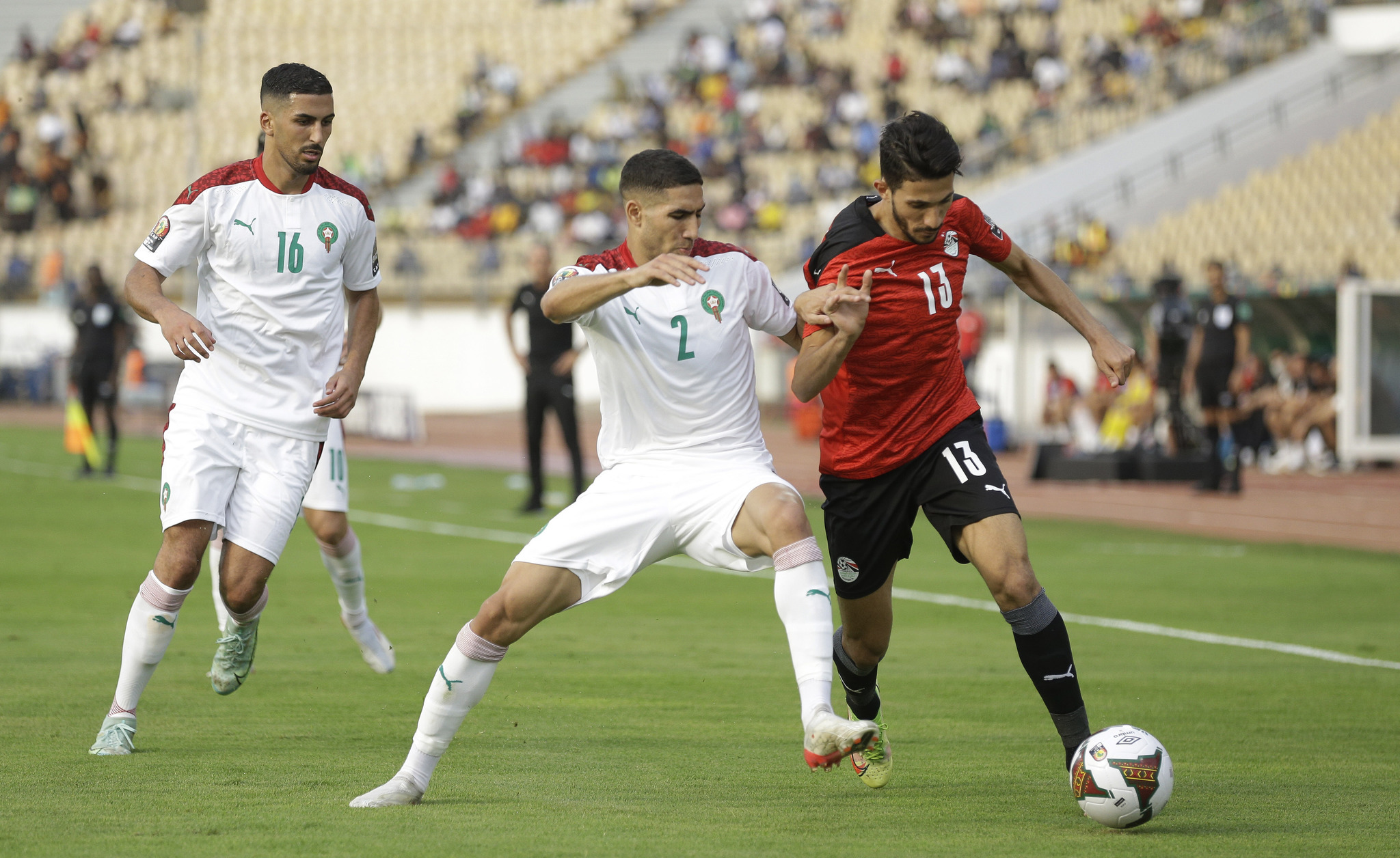 Achraf, durante el partido contra Egipto
