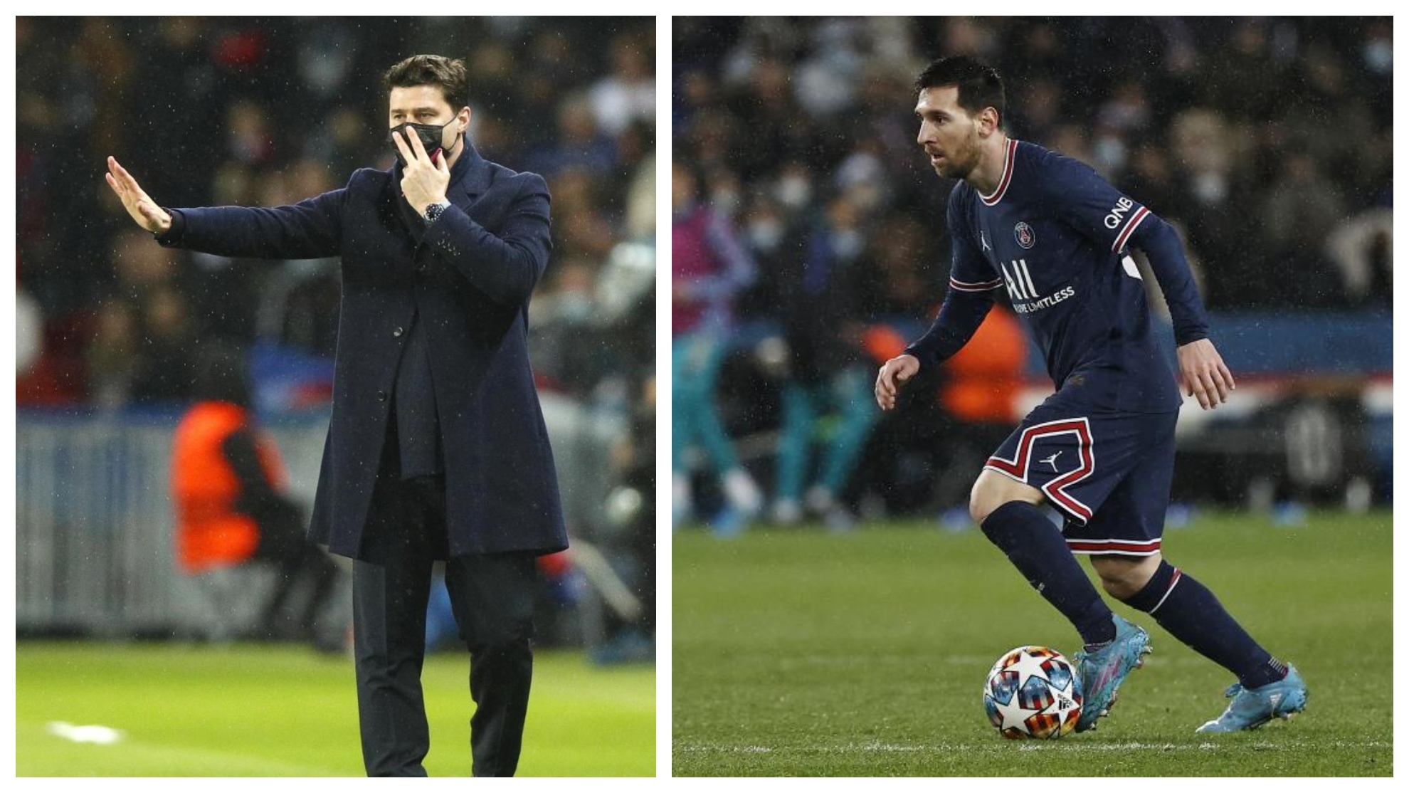 Un montaje con una imagen de Pochettino y otra de Messi.