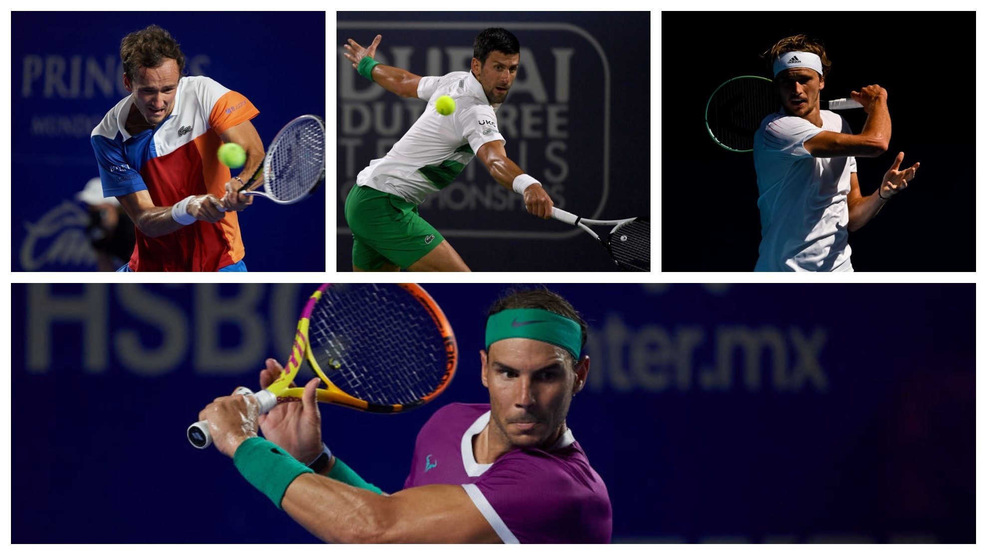 Medvedev, Djokovic, Zverev y Nadal, en acción