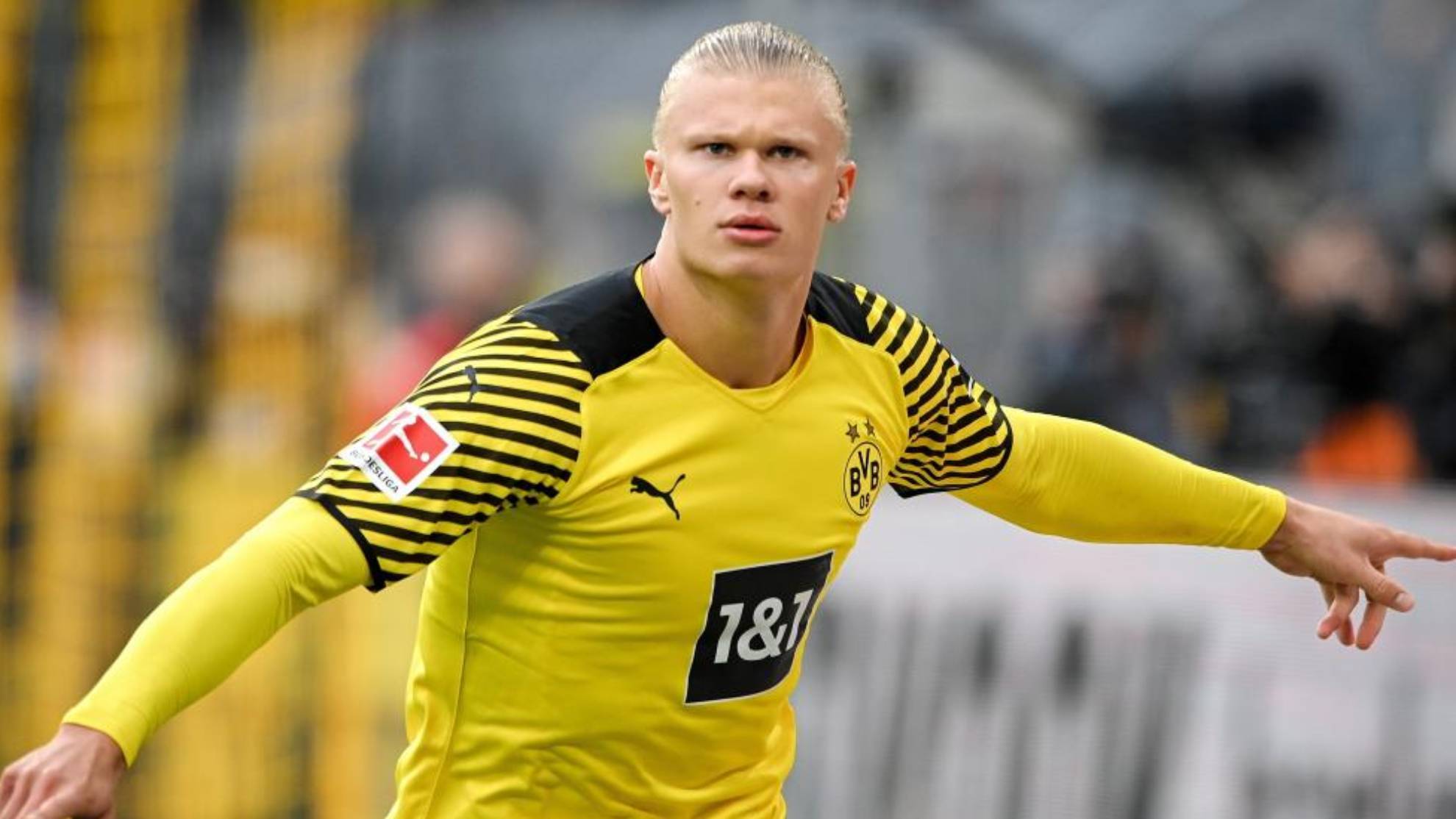Haaland, tras marcar un gol con el Borussia Dortmund.
