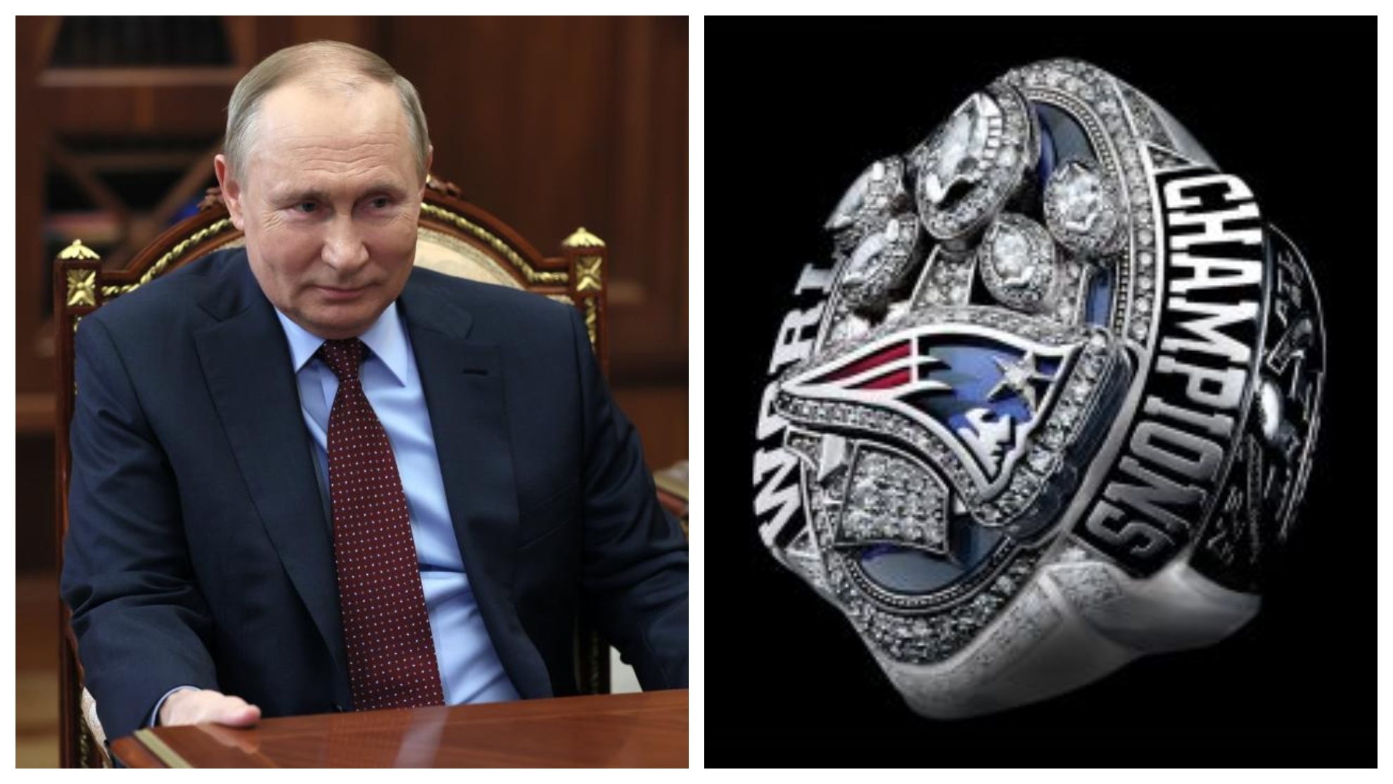 Vladimir Putin y una imagen del anillo que se qued el presidente...