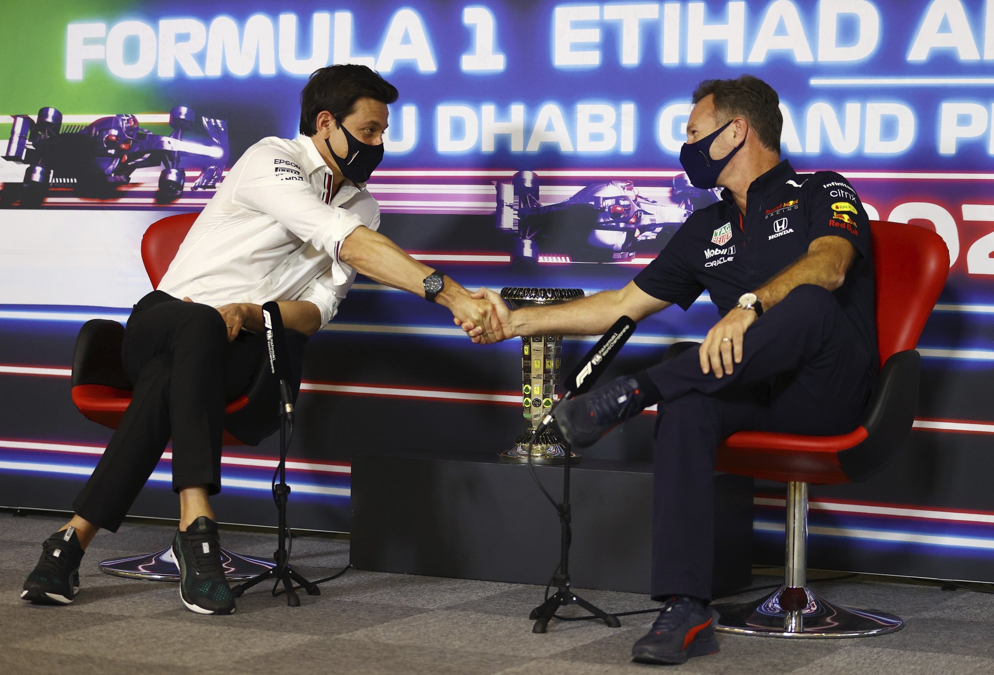 Horner and Wolff in a press conference