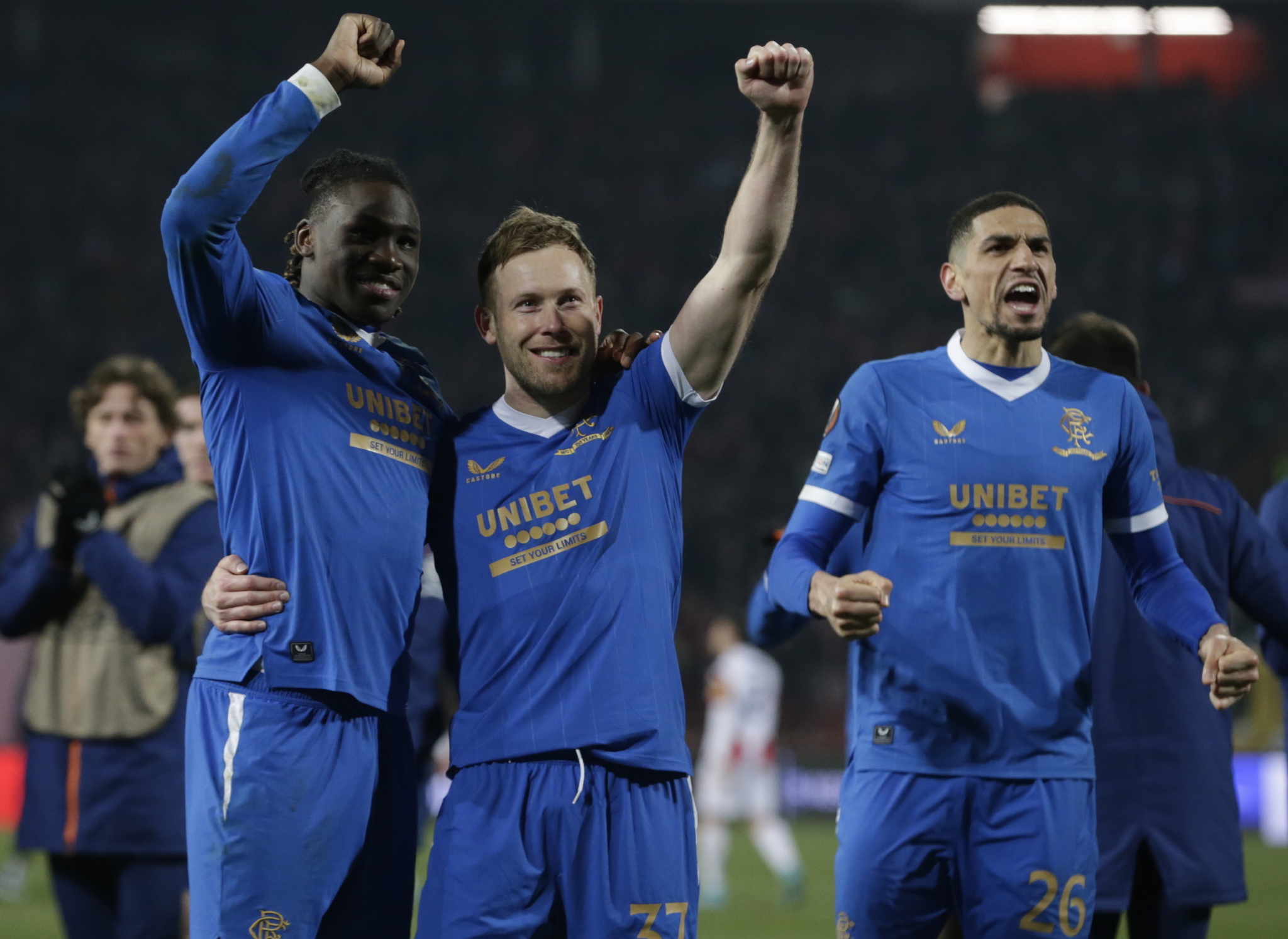 Rangers celebrate after Europa League win over Red Star Belgrade