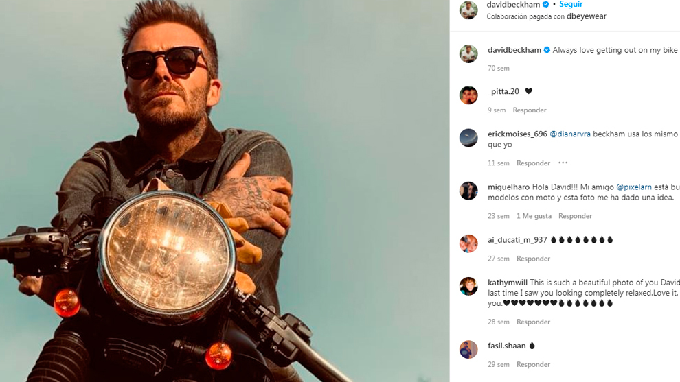 Tras su retirada, David Beckham se aficionó a montar en moto.