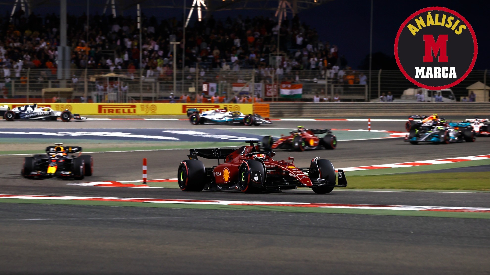 Leclerc, en la salida del Gran Premio de Bahréin, primera cita de la temporada.