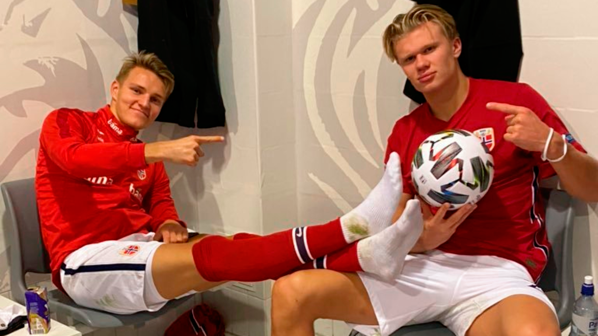 Odegaard y Haaland tras un partido con Noruega