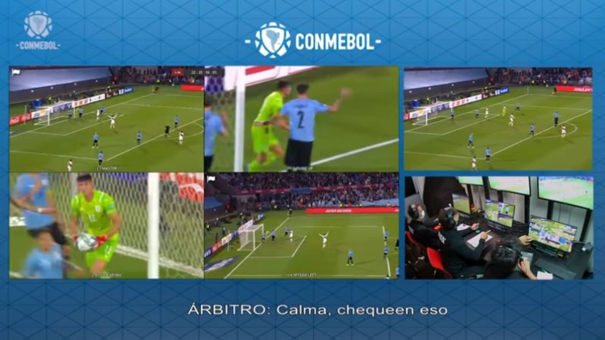 El audio del VAR del polémico no gol del Uruguay vs Perú: "No entra todo"