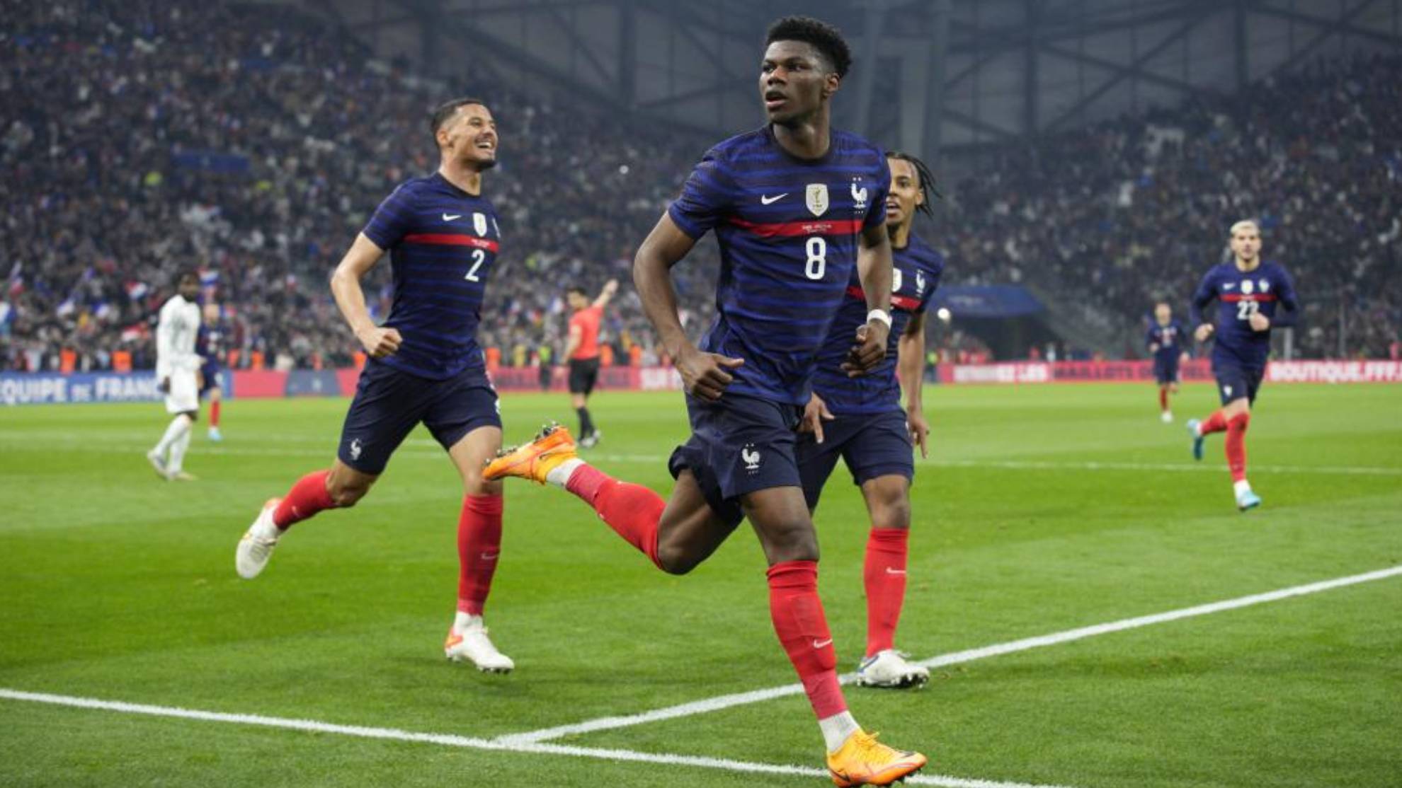 Tchouameni, tras marcar su primer gol con Francia el pasado viernes ante Costa de Marfil.
