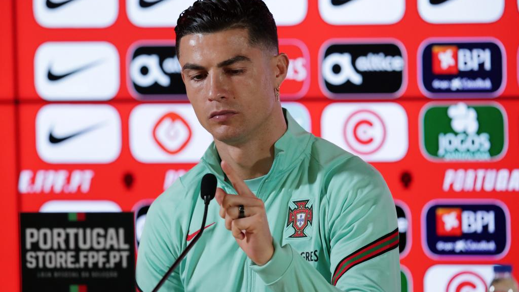 Cristiano Ronaldo, durante su comparecencia ante los medios con la selección de Portugal.