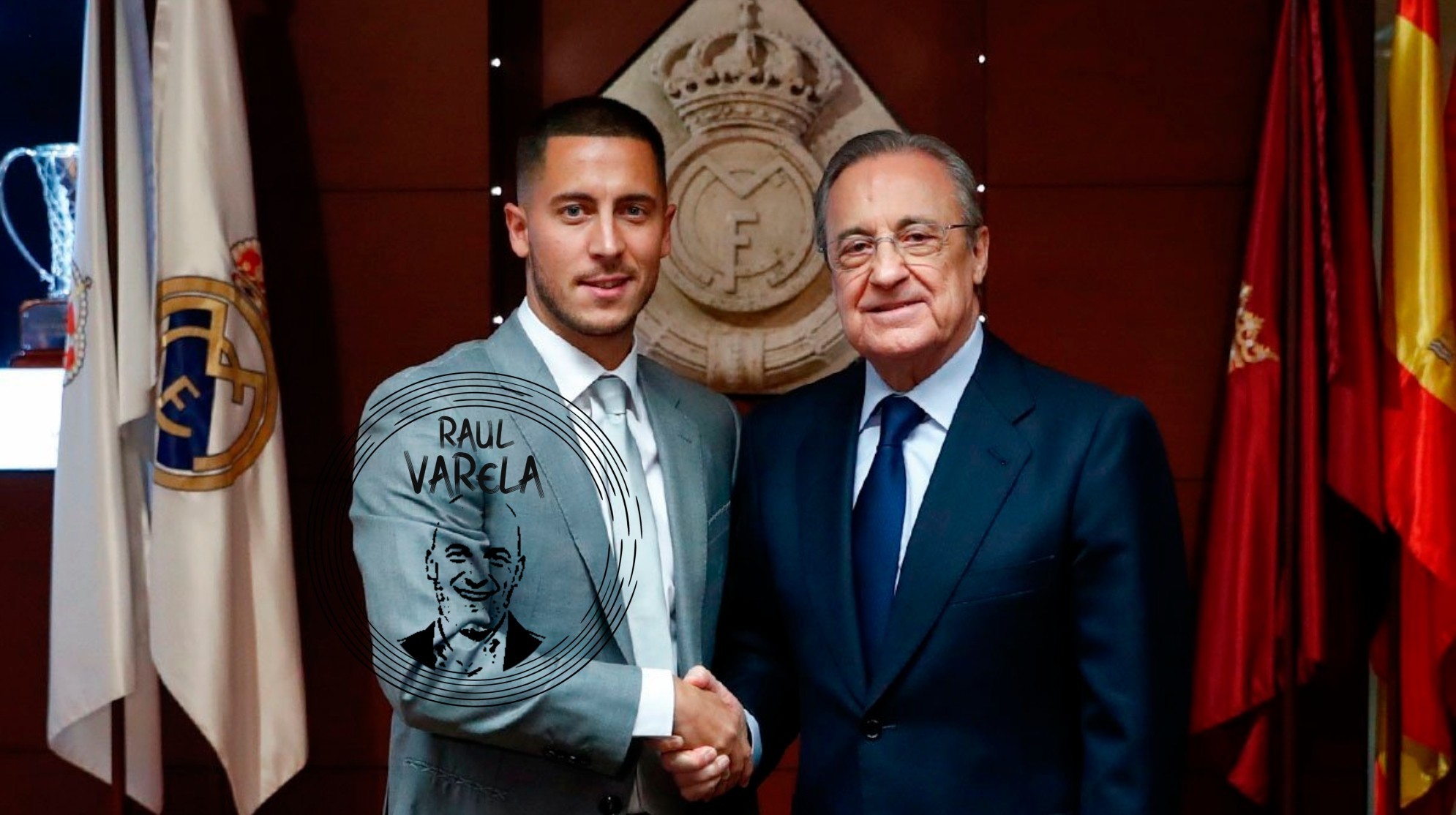Florentino Pérez, con Hazard.