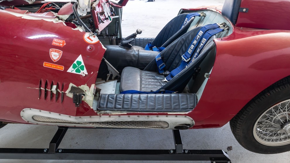 El Alfa Romeo Supert Sport Spyder sigue tal como quedó después del accidente.
