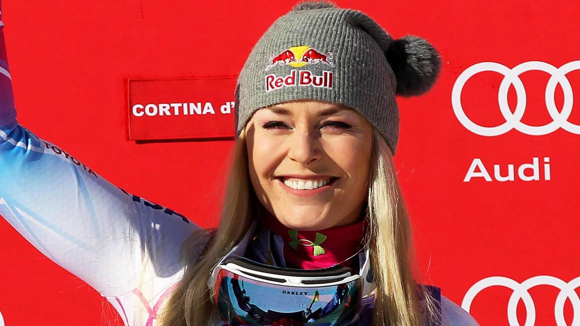 Lindsey Vonn tras ganar una prueba en Cortina D'Ampezzo