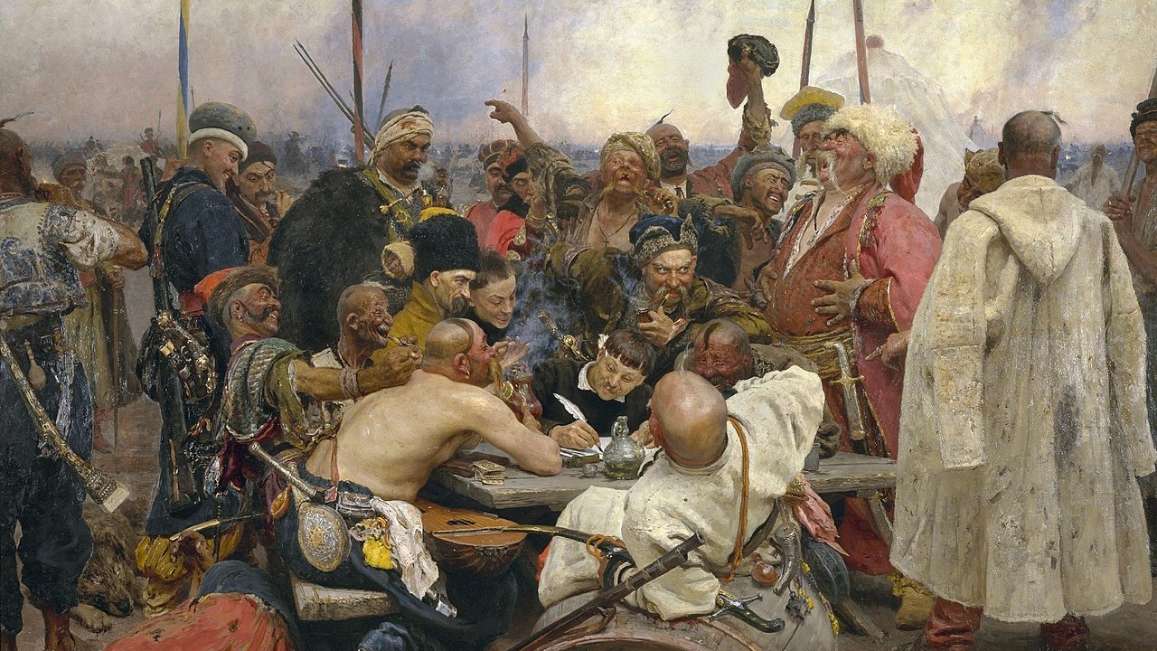 Respuesta de los cosacos al sultn Mehmed IV, cuadro de Ivn Irpin