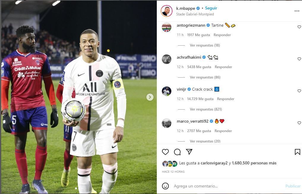 Vinicius responds to Mbappe's post.